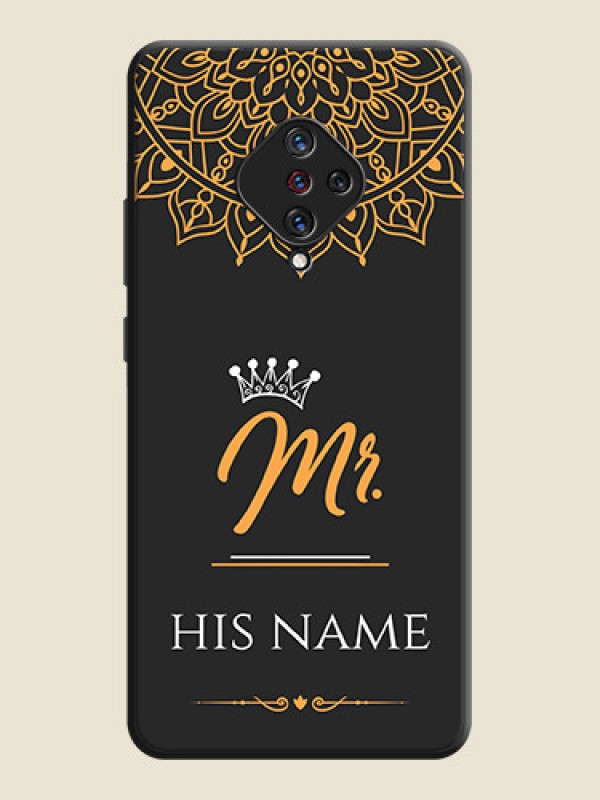 Custom Mr Name with Floral Design  on Personalised Space Black Soft Matte Cases - Vivo S1 Pro - alternate view