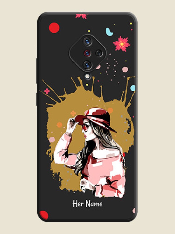 Custom Mordern Lady With Color Splash Background With Custom Text On Space Black Personalized Soft Matte Phone Covers -Vivo S1 Pro - alternate view