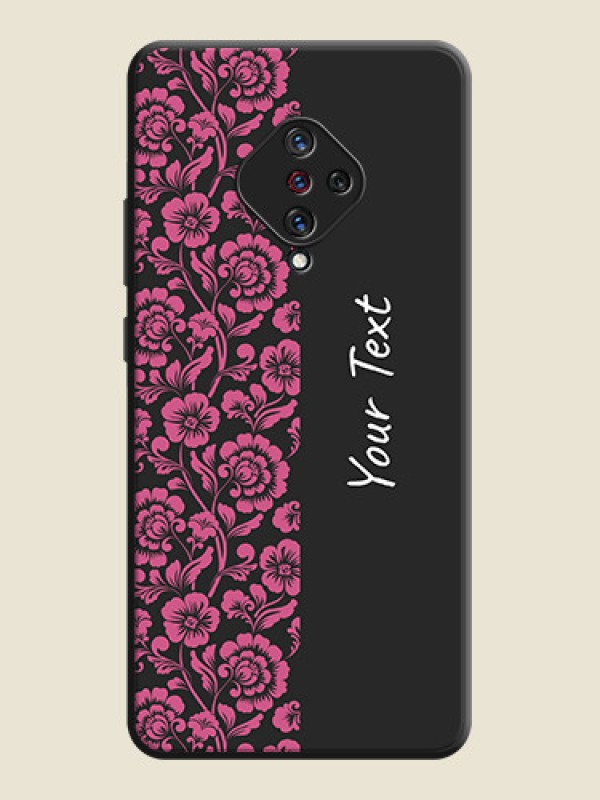 Custom Pink Floral Pattern Design With Custom Text On Space Black Personalized Soft Matte Phone Covers -Vivo S1 Pro - alternate view