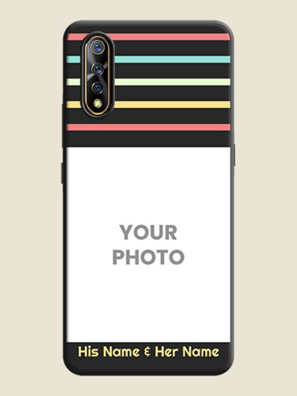 Custom Color Stripes with Photo and Text - Photo on Space Black Soft Matte Mobile Case - Vivo S1 - alternate view