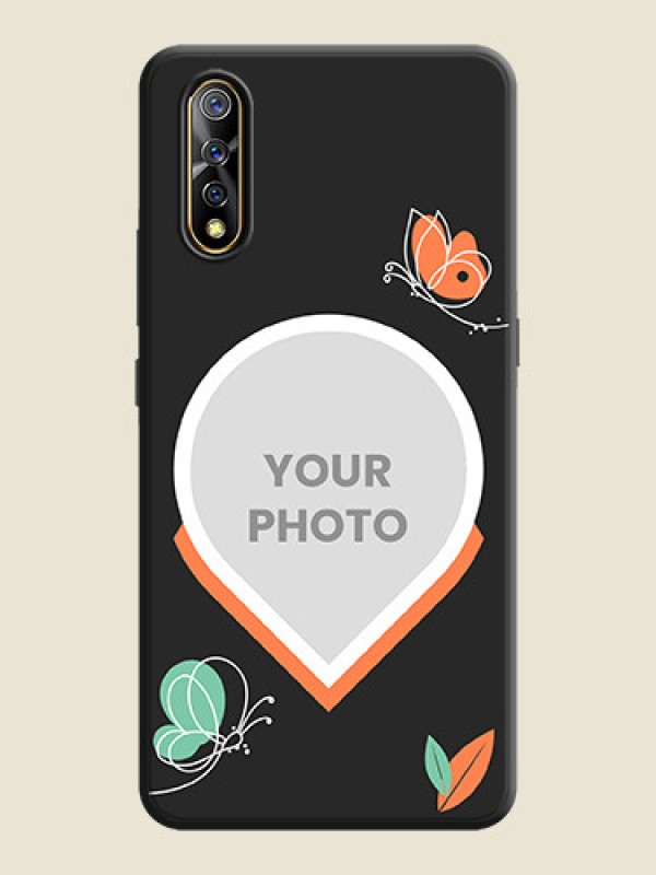 Custom Upload Pic With Simple Butterly Design On Space Black Personalized Soft Matte Phone Covers -Vivo S1 - alternate view