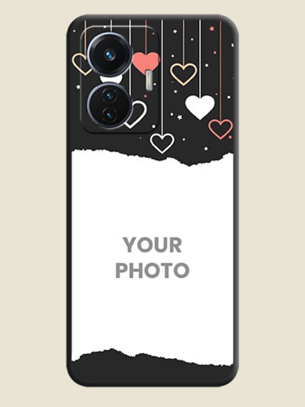 Custom Love Hangings with Splash Wave Picture on Space Black Custom Soft Matte Phone Back Cover - Vivo T1 44W 4G - alternate view