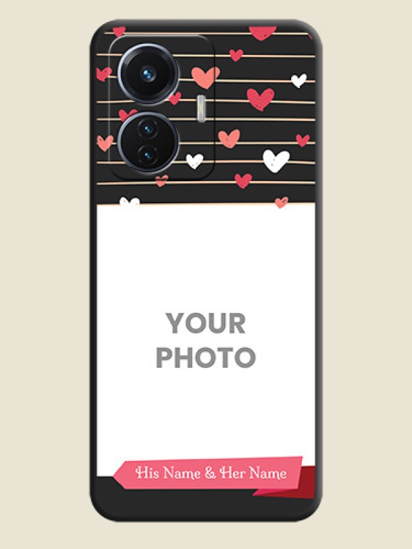 Custom Love Pattern with Name on Pink Ribbon  on Photo on Space Black Soft Matte Back Cover - Vivo T1 44W 4G - alternate view