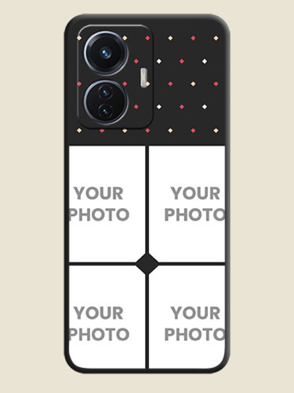 Custom Multicolor Dotted Pattern with 4 Image Holder on Space Black Custom Soft Matte Phone Cases - Vivo T1 44W 4G - alternate view