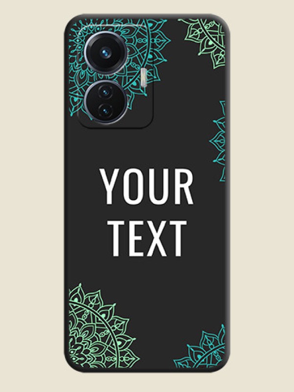 Custom Your Name with Floral Design on Space Black Custom Soft Matte Back Cover - Vivo T1 44W 4G - alternate view