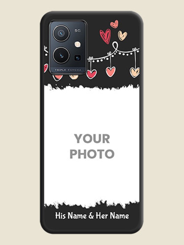 Custom Pink Love Hangings with Name on Space Black Custom Soft Matte Phone Cases - Vivo T1 5G - alternate view