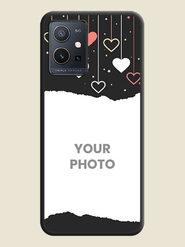 Custom Love Hangings with Splash Wave Picture on Space Black Custom Soft Matte Phone Back Cover - Vivo T1 5G - alternate view