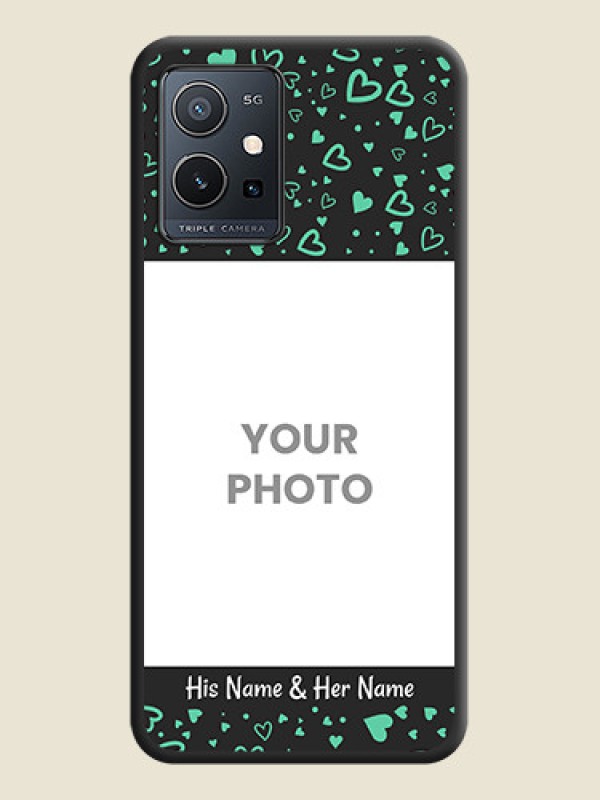 Custom Sea Green Indefinite Love Pattern on Photo on Space Black Soft Matte Mobile Cover - Vivo T1 5G - alternate view