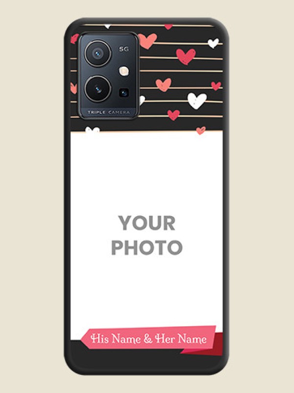 Custom Love Pattern with Name on Pink Ribbon  on Photo on Space Black Soft Matte Back Cover - Vivo T1 5G - alternate view