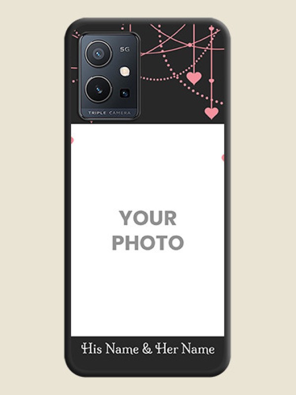 Custom Pink Love Hangings with Text on Space Black Custom Soft Matte Back Cover - Vivo T1 5G - alternate view