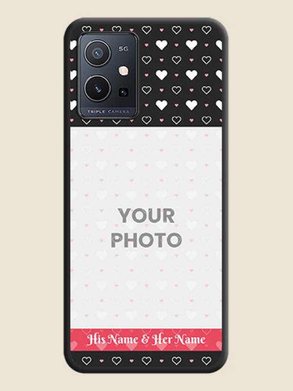 Custom White Color Love Symbols with Text Design on Photo on Space Black Soft Matte Phone Cover - Vivo T1 5G - alternate view