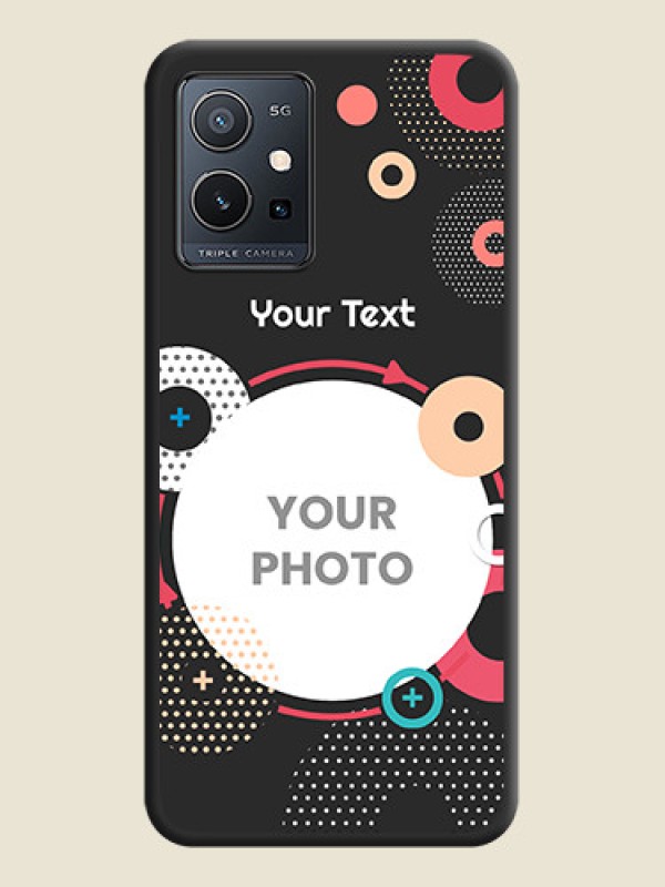 Custom Multicoloured Round Image on Personalised Space Black Soft Matte Cases - Vivo T1 5G - alternate view