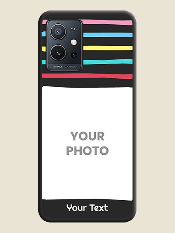 Custom Multicolor Lines with Image on Space Black Personalized Soft Matte Phone Covers - Vivo T1 5G - alternate view