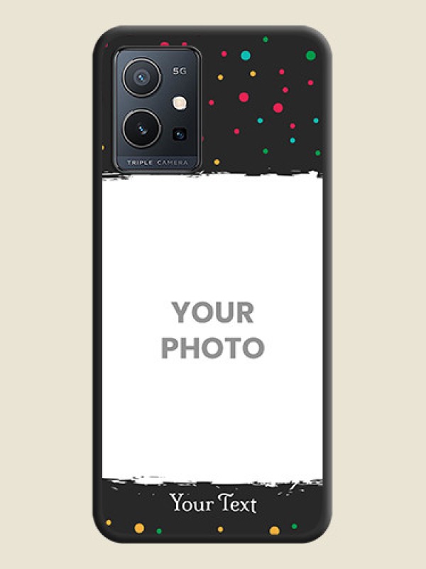 Custom Multicolor Dotted Pattern with Text on Space Black Custom Soft Matte Phone Back Cover - Vivo T1 5G - alternate view