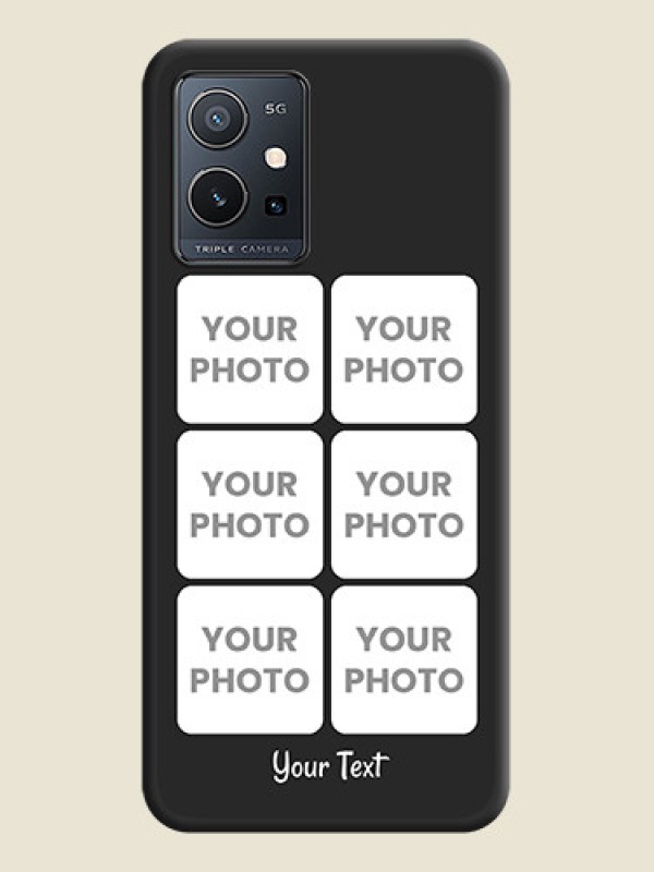 Custom Floral Art with 6 Image Holder on Photo on Space Black Soft Matte Mobile Case - Vivo T1 5G - alternate view