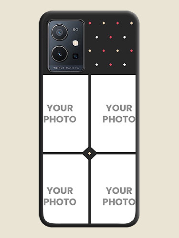 Custom Multicolor Dotted Pattern with 4 Image Holder on Space Black Custom Soft Matte Phone Cases - Vivo T1 5G - alternate view