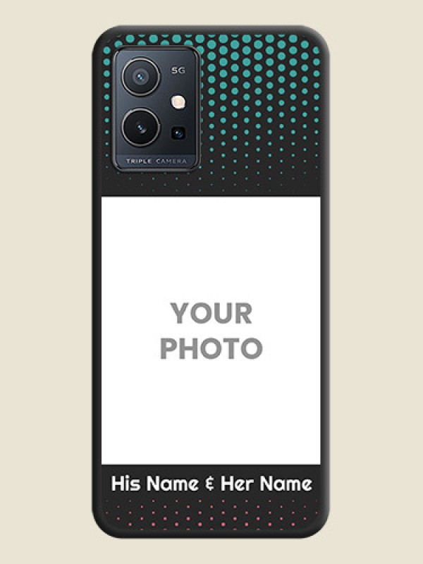 Custom Faded Dots with Grunge Photo Frame and Text on Space Black Custom Soft Matte Phone Cases - Vivo T1 5G - alternate view