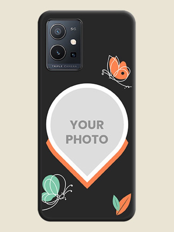 Custom Upload Pic With Simple Butterly Design On Space Black Personalized Soft Matte Phone Covers -Vivo T1 5G - alternate view