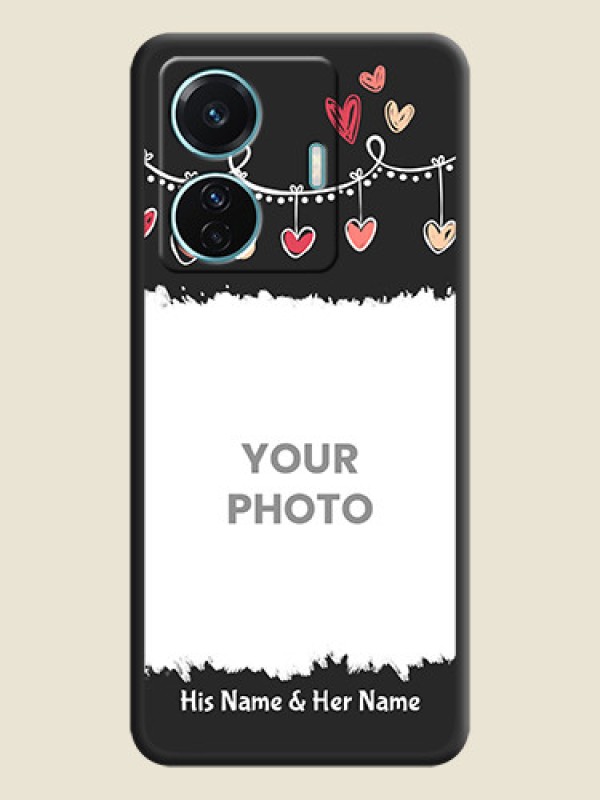 Custom Pink Love Hangings with Name on Space Black Custom Soft Matte Phone Cases - Vivo T1 Pro 5G - alternate view