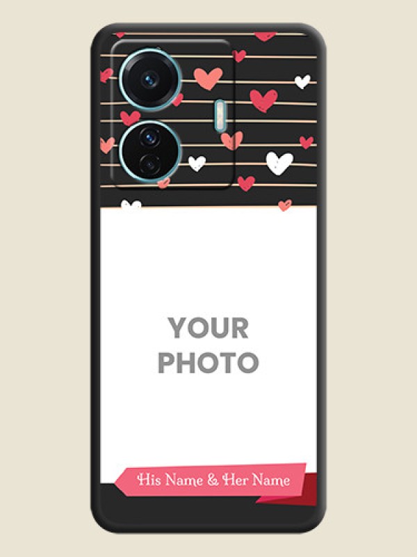 Custom Love Pattern with Name on Pink Ribbon  on Photo on Space Black Soft Matte Back Cover - Vivo T1 Pro 5G - alternate view