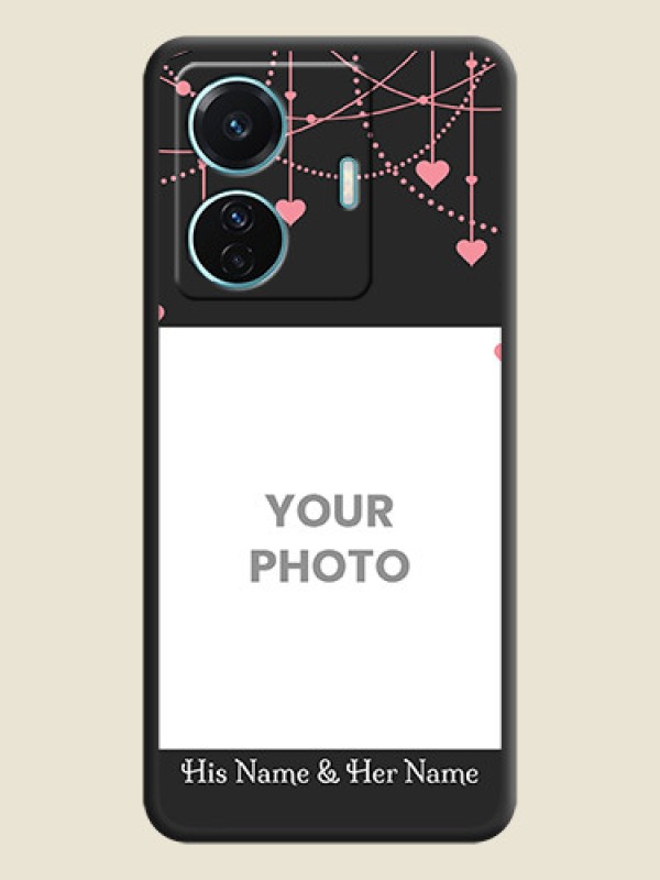 Custom Pink Love Hangings with Text on Space Black Custom Soft Matte Back Cover - Vivo T1 Pro 5G - alternate view