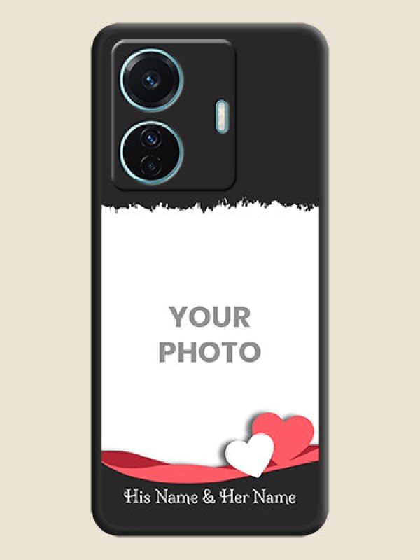 Custom Pin Color Love Shaped Ribbon Design with Text on Space Black Custom Soft Matte Phone Back Cover - Vivo T1 Pro 5G - alternate view