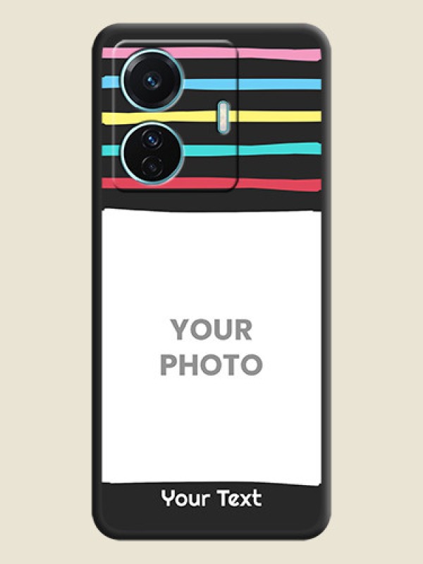 Custom Multicolor Lines with Image on Space Black Personalized Soft Matte Phone Covers - Vivo T1 Pro 5G - alternate view