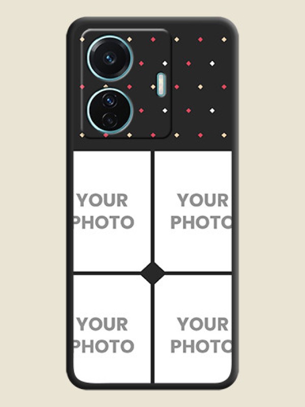Custom Multicolor Dotted Pattern with 4 Image Holder on Space Black Custom Soft Matte Phone Cases - Vivo T1 Pro 5G - alternate view