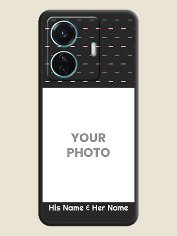 Custom Line Pattern Design with Text on Space Black Custom Soft Matte Phone Back Cover - Vivo T1 Pro 5G - alternate view