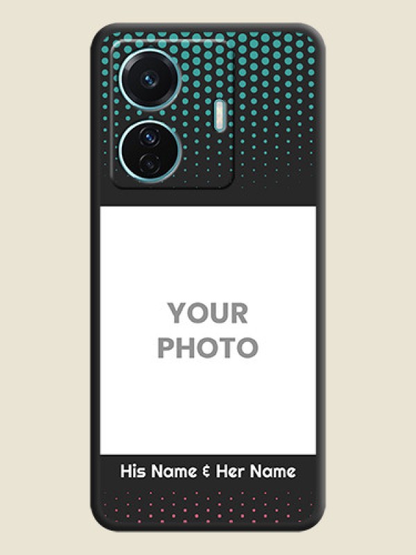 Custom Faded Dots with Grunge Photo Frame and Text on Space Black Custom Soft Matte Phone Cases - Vivo T1 Pro 5G - alternate view