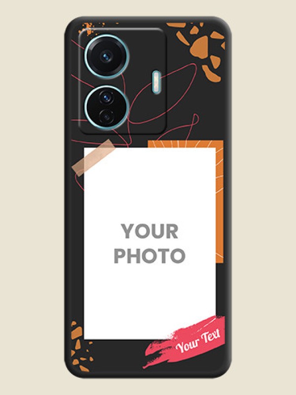Custom Orange Photo Frame on Space Black Custom Soft Matte Phone Back Cover - Vivo T1 Pro 5G - alternate view