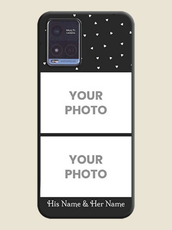 Custom Miniature Love Symbols with Name on Space Black Custom Soft Matte Back Cover - Vivo T1x - alternate view