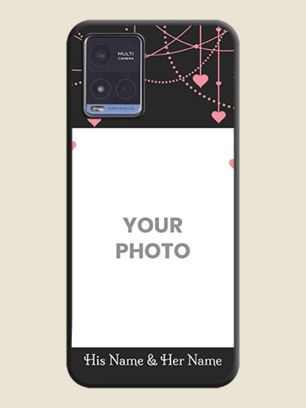 Custom Pink Love Hangings with Text on Space Black Custom Soft Matte Back Cover - Vivo T1x - alternate view