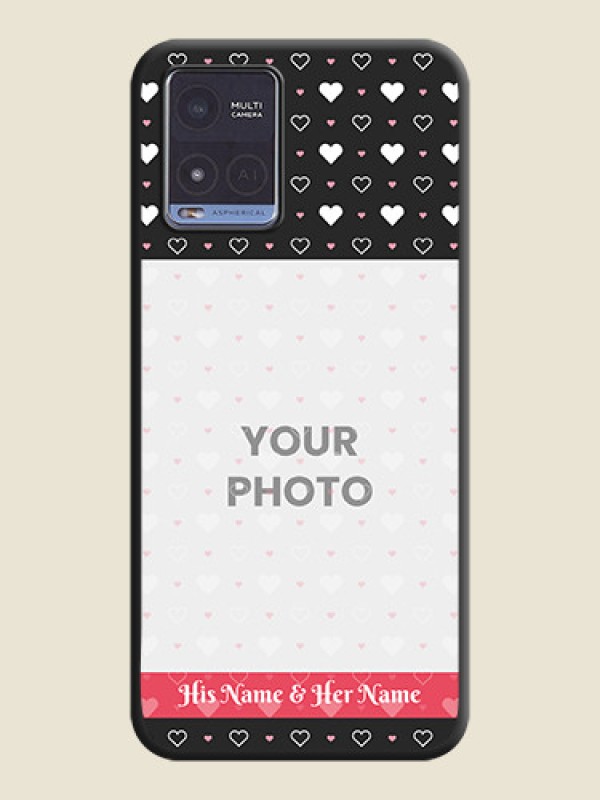 Custom White Color Love Symbols with Text Design on Photo on Space Black Soft Matte Phone Cover - Vivo T1x - alternate view