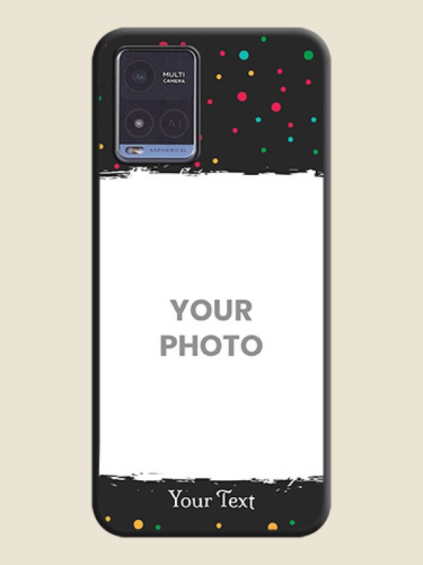 Custom Multicolor Dotted Pattern with Text on Space Black Custom Soft Matte Phone Back Cover - Vivo T1x - alternate view
