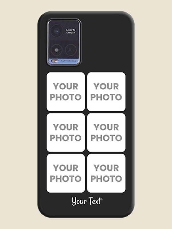 Custom Floral Art with 6 Image Holder on Photo on Space Black Soft Matte Mobile Case - Vivo T1x - alternate view