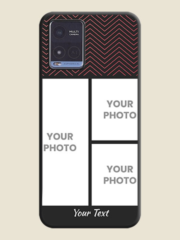 Custom Wave Pattern with 3 Image Holder on Space Black Custom Soft Matte Back Cover - Vivo T1x - alternate view