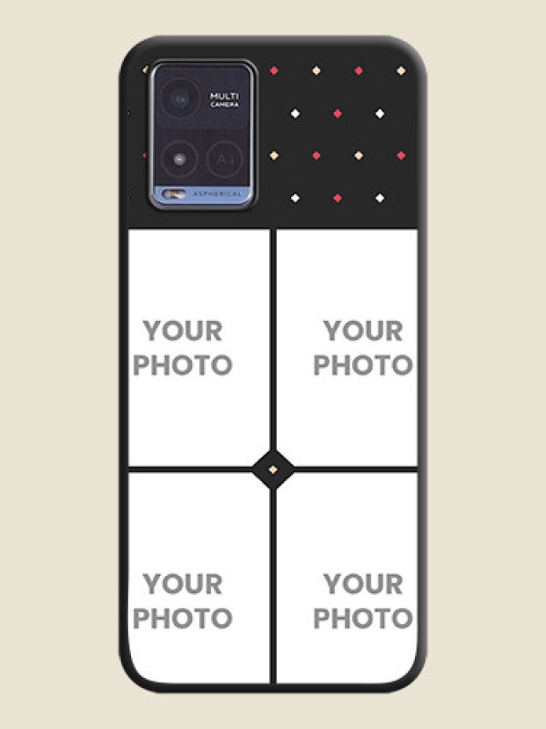 Custom Multicolor Dotted Pattern with 4 Image Holder on Space Black Custom Soft Matte Phone Cases - Vivo T1x - alternate view