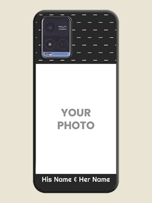 Custom Line Pattern Design with Text on Space Black Custom Soft Matte Phone Back Cover - Vivo T1x - alternate view