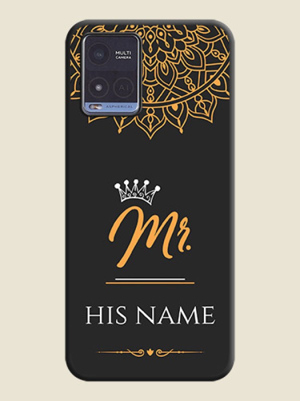 Custom Mr Name with Floral Design  on Personalised Space Black Soft Matte Cases - Vivo T1x - alternate view