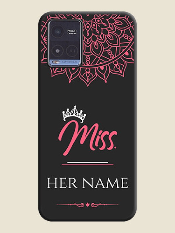 Custom Mrs Name with Floral Design on Space Black Personalized Soft Matte Phone Covers - Vivo T1x - alternate view