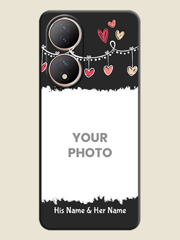Custom Pink Love Hangings with Name on Space Black Custom Soft Matte Phone Cases - Vivo T2 5G - alternate view