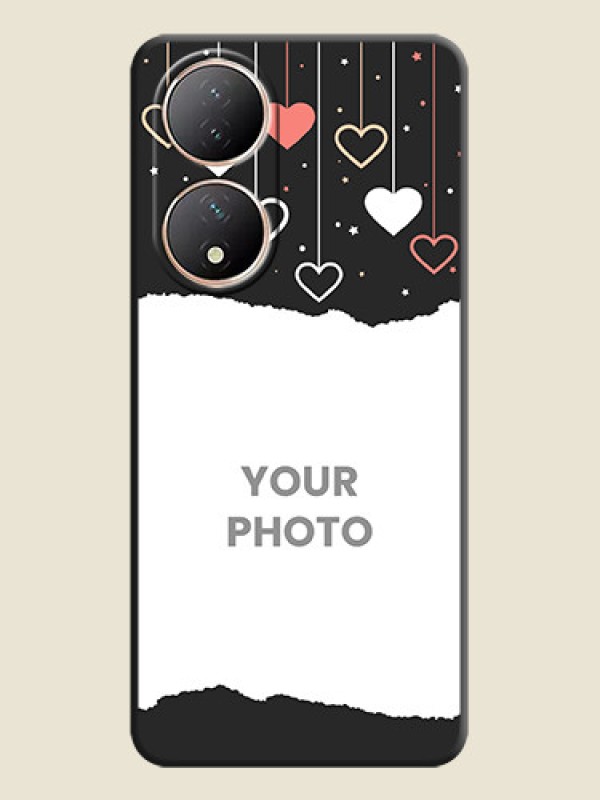 Custom Love Hangings with Splash Wave Picture on Space Black Custom Soft Matte Phone Back Cover - Vivo T2 5G - alternate view