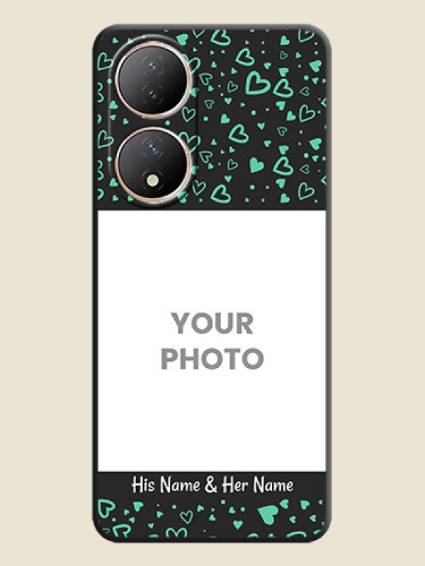 Custom Sea Green Indefinite Love Pattern on Photo on Space Black Soft Matte Mobile Cover - Vivo T2 5G - alternate view