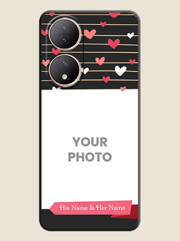 Custom Love Pattern with Name on Pink Ribbon  on Photo on Space Black Soft Matte Back Cover - Vivo T2 5G - alternate view