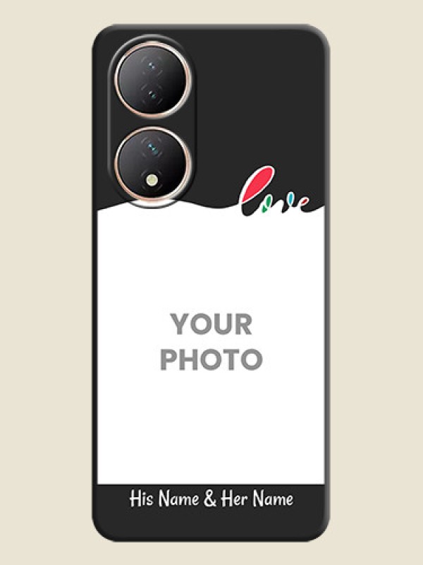 Custom Fall in Love Pattern with Picture on Photo on Space Black Soft Matte Mobile Case - Vivo T2 5G - alternate view