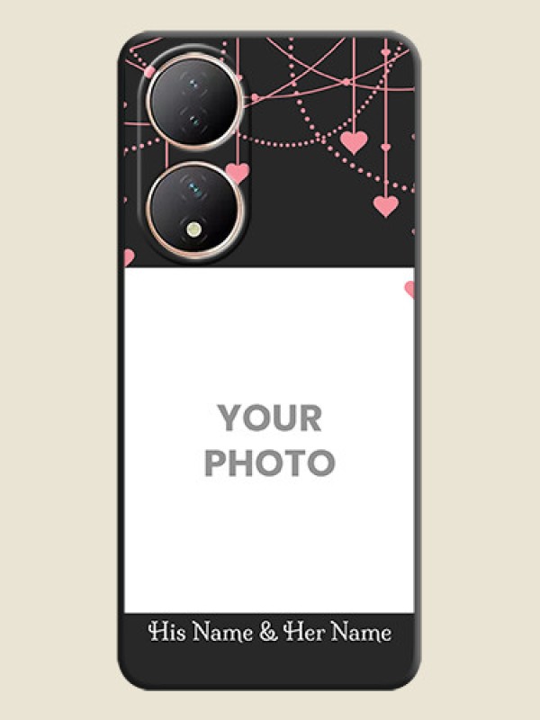 Custom Pink Love Hangings with Text on Space Black Custom Soft Matte Back Cover - Vivo T2 5G - alternate view