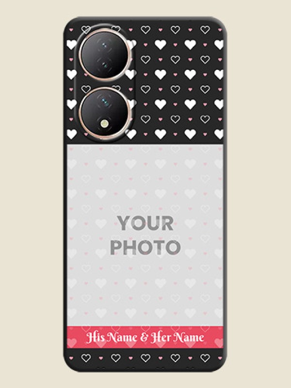 Custom White Color Love Symbols with Text Design on Photo on Space Black Soft Matte Phone Cover - Vivo T2 5G - alternate view