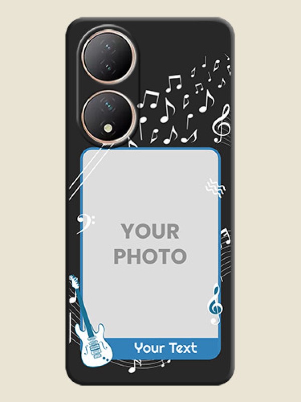 Custom Musical Theme Design with Text on Photo on Space Black Soft Matte Mobile Case - Vivo T2 5G - alternate view