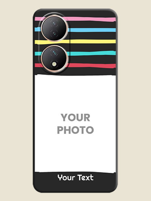 Custom Multicolor Lines with Image on Space Black Personalized Soft Matte Phone Covers - Vivo T2 5G - alternate view